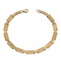 9ct Yellow Gold Long Bar Column Bracelet