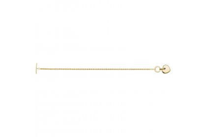 9ct Yellow Gold Ladies T-Bar Heart Bracelet