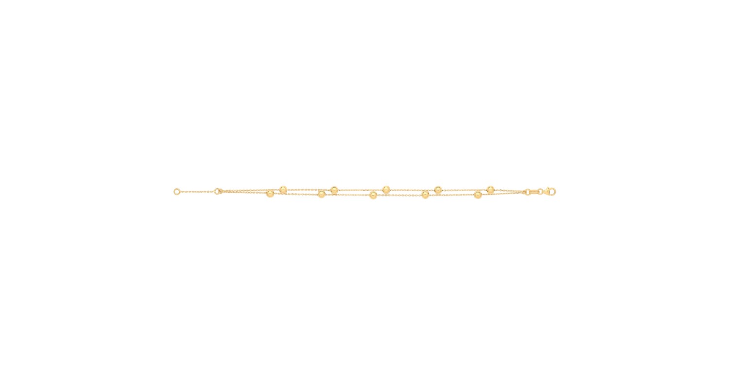 9ct Yellow Gold Ladies 2 Strand Bead Bracelet