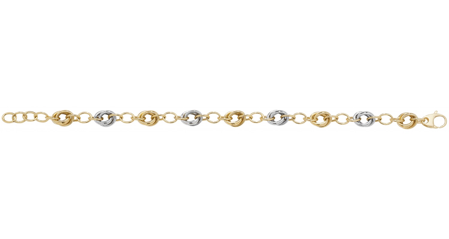 9ct Yellow Gold Ladies 2 Colour Gold Knot Detail Bracelet