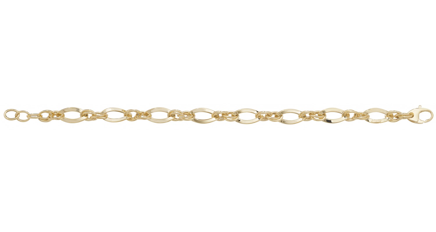 9ct Yellow Gold Ladies Oval Link Bracelet