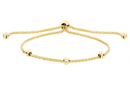 9ct Yellow Gold Drawstring Style Bead Bracelet