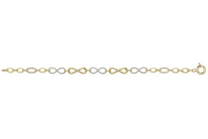 9ct Yellow Gold Ladies CZ Set Infinity Bracelet