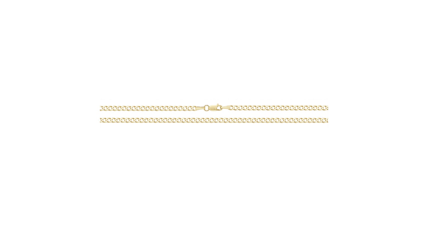 9ct Yellow Gold 3mm Flat Curb Chain