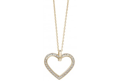 9ct Yellow Gold CZ Heart Necklace