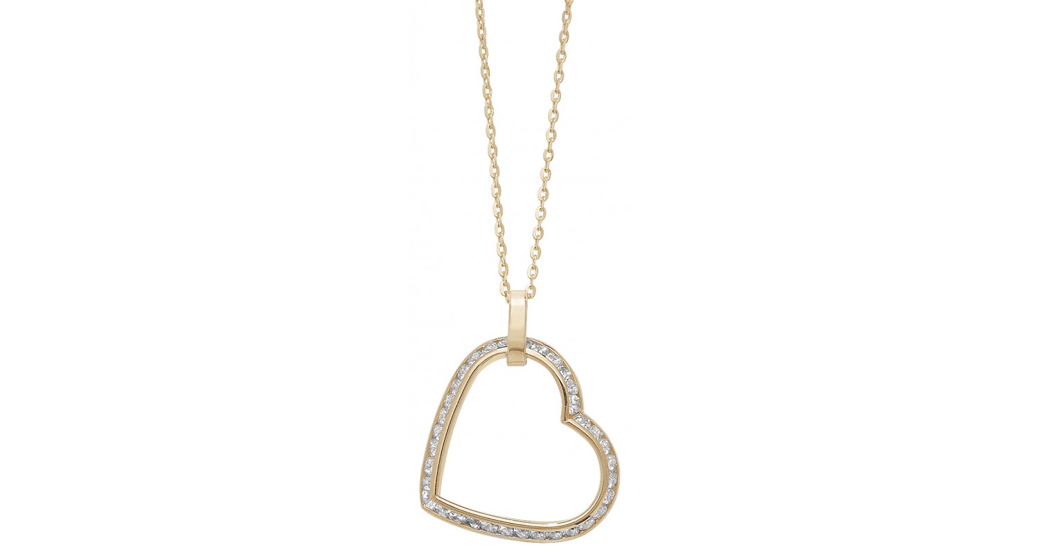 9ct Yellow Gold CZ Heart Necklace