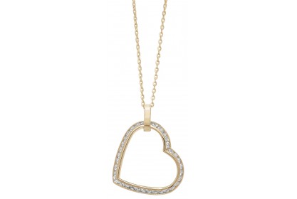 9ct Yellow Gold CZ Heart Necklace