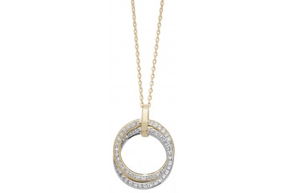 9ct Yellow Gold CZ Set Disc Necklace