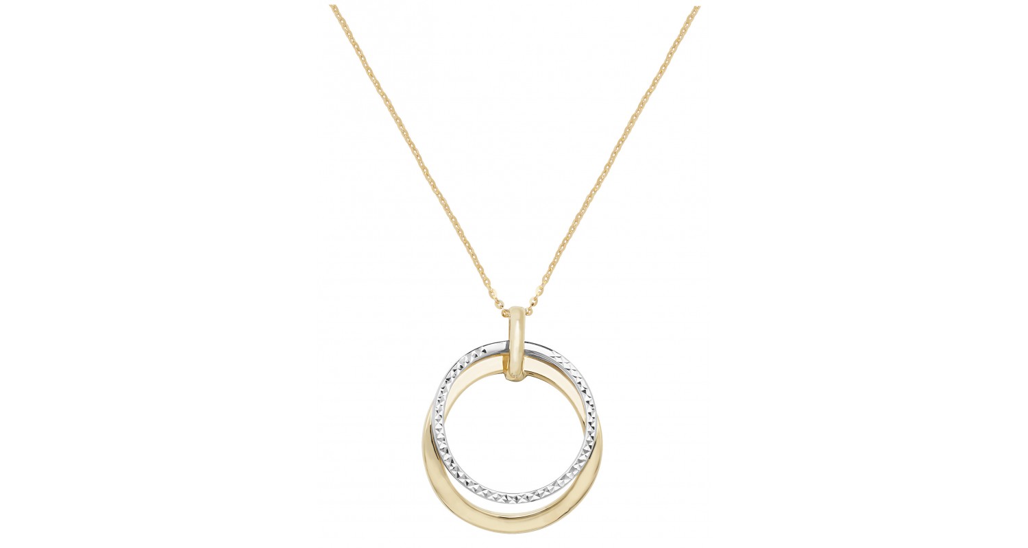 9ct Yellow And White Gold Diamond Cut Necklace