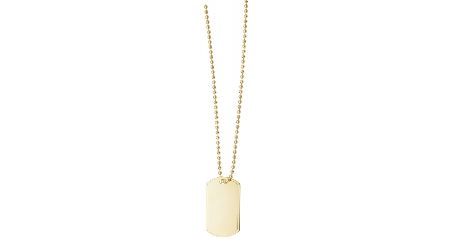 9ct Yellow Gold Single Dog Tag Necklace