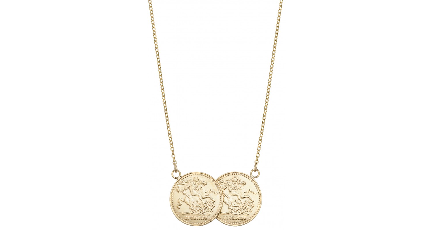 9ct Gold Double Full Sovereign Coin Style Necklace