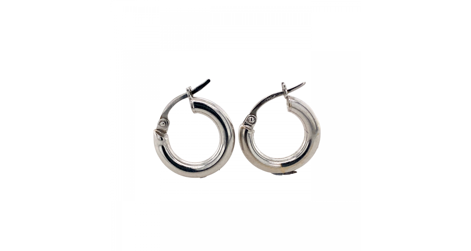 18ct White Gold 15mm Hoops