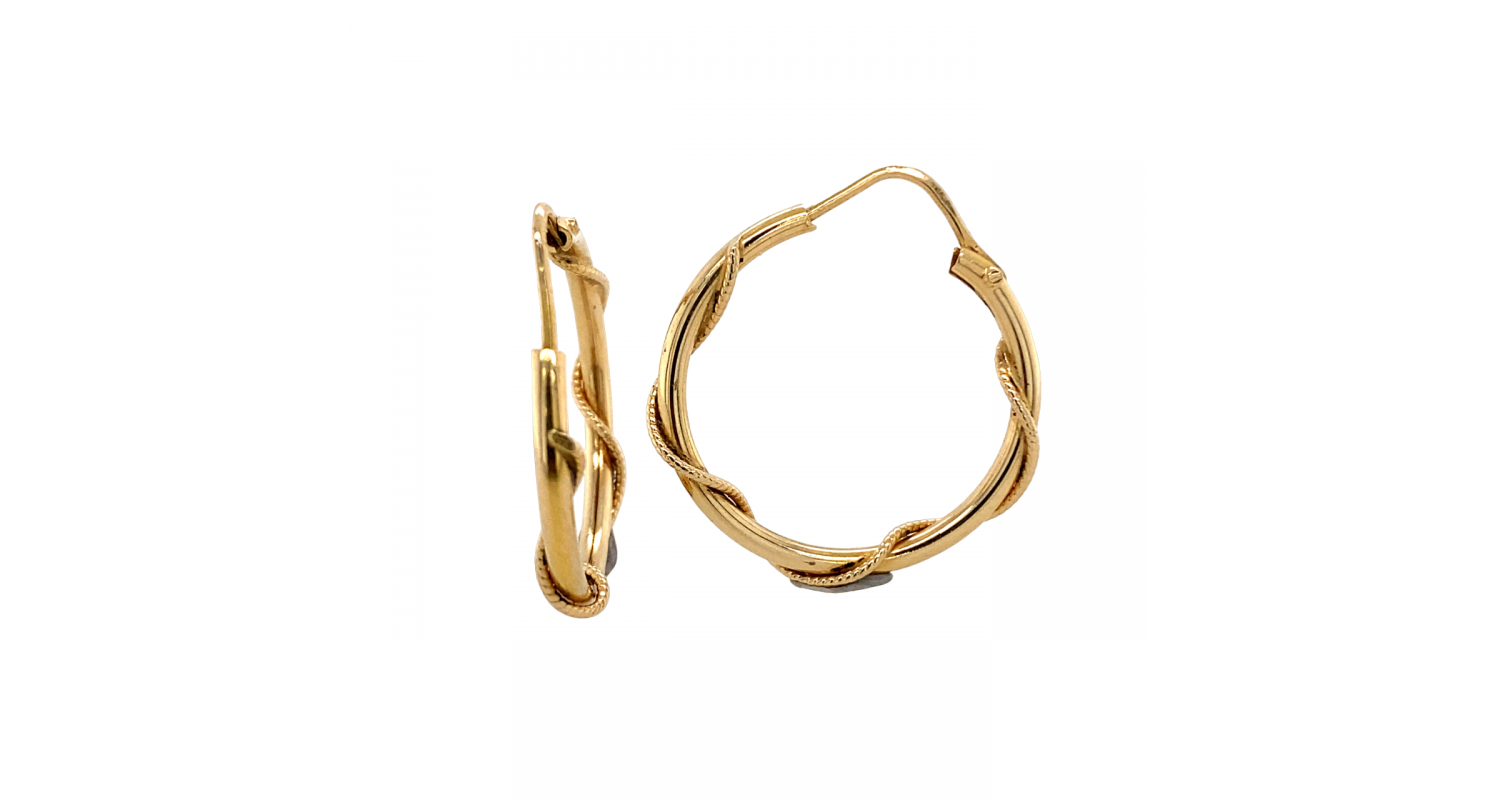 18ct Yellow Gold Twist Hoops