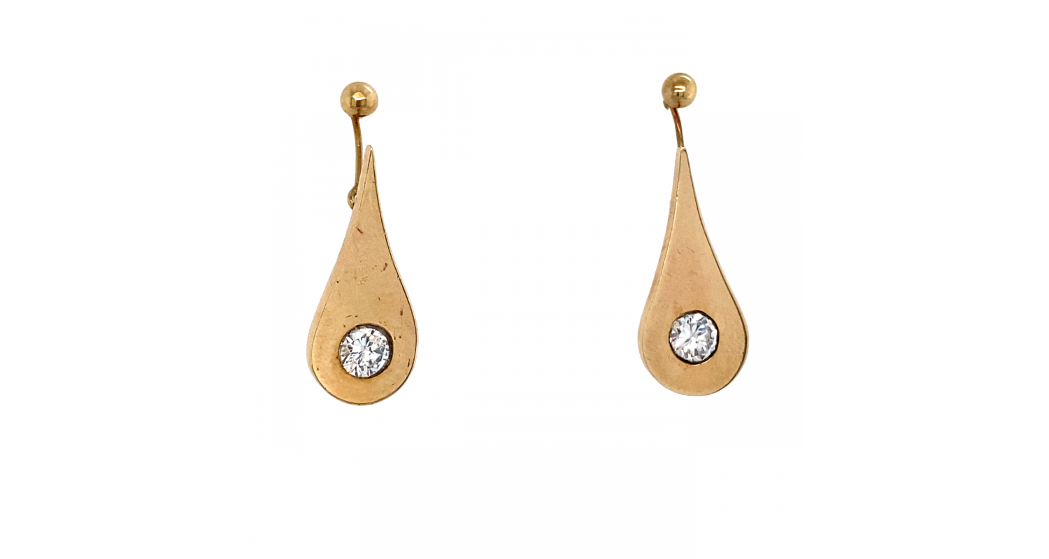 9ct Yellow Gold Cubic Zirconia Drop Earrings