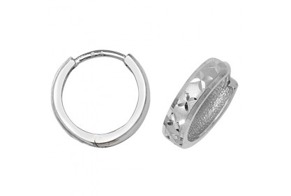 9ct White Gold Diamond Cut Hinged Hoops