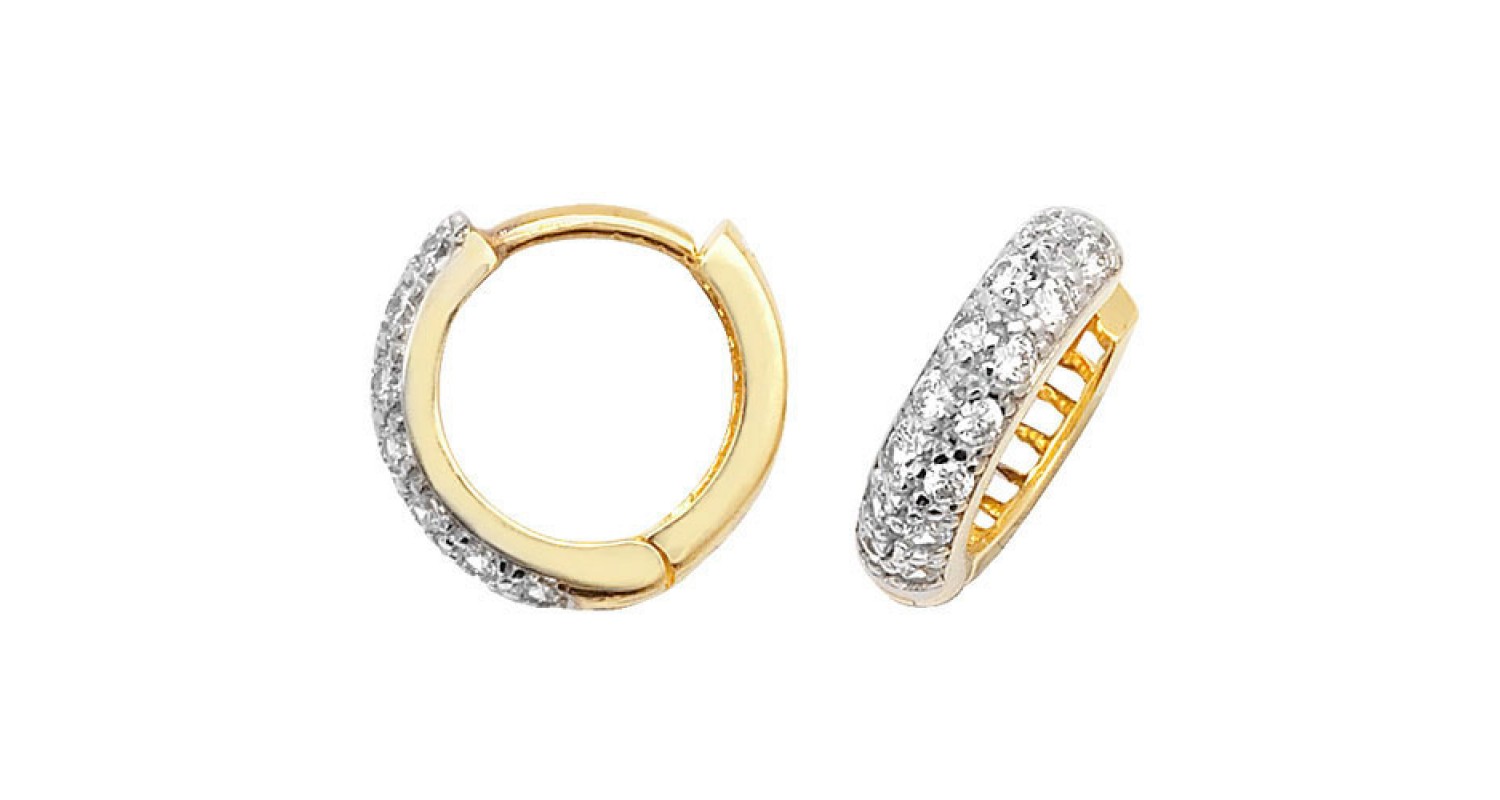 9ct Yellow Gold Cubic Zirconia Hinged Hoops