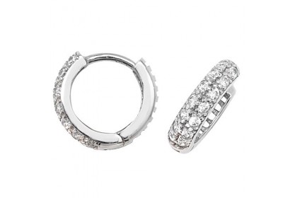 9ct White Gold Cubic Zirconia Hinged Hoops