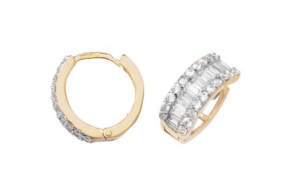 9ct Yellow Gold Cubic Zirconia Hinged Hoops