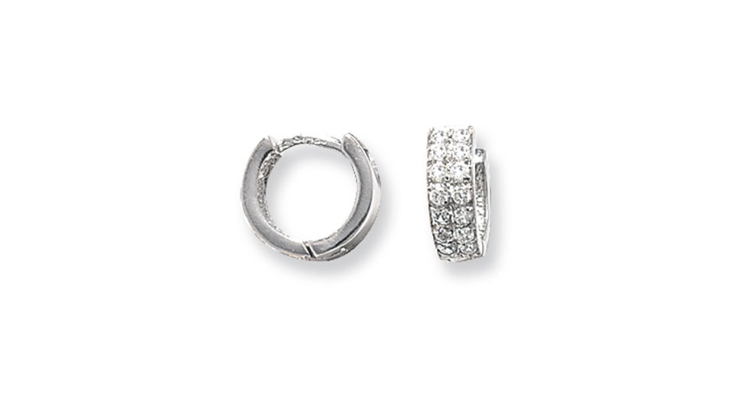 9ct White Gold Cubic Zirconia Hinged Hoops