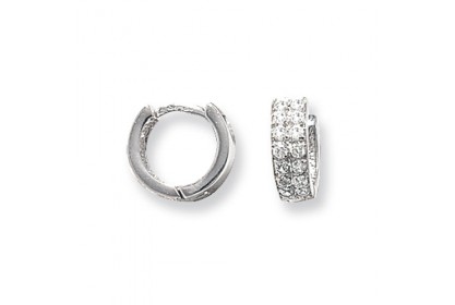 9ct White Gold Cubic Zirconia Hinged Hoops