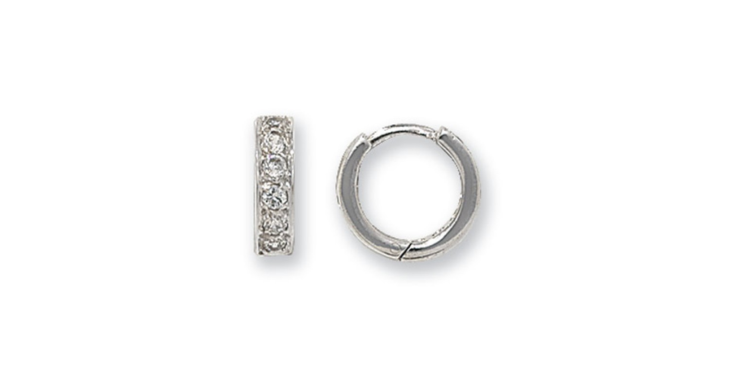 9ct White Gold Cubic Zirconia Hinged Hoops