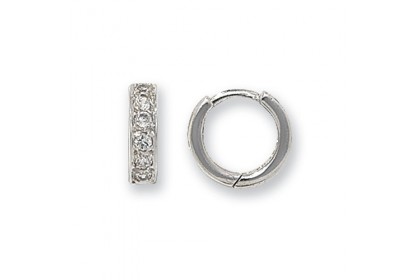 9ct White Gold Cubic Zirconia Hinged Hoops