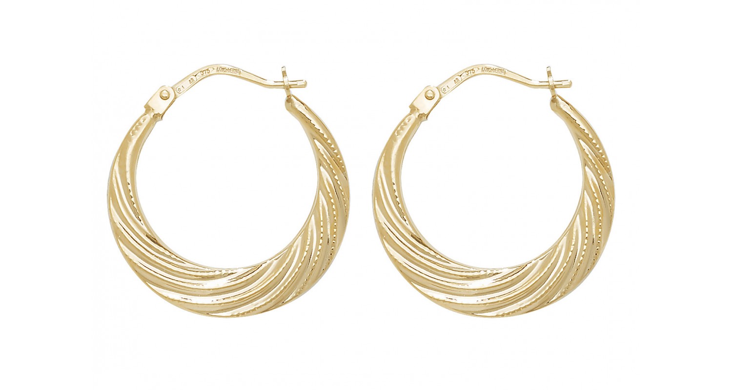 9ct Yellow Gold Creole Hoop Earrings