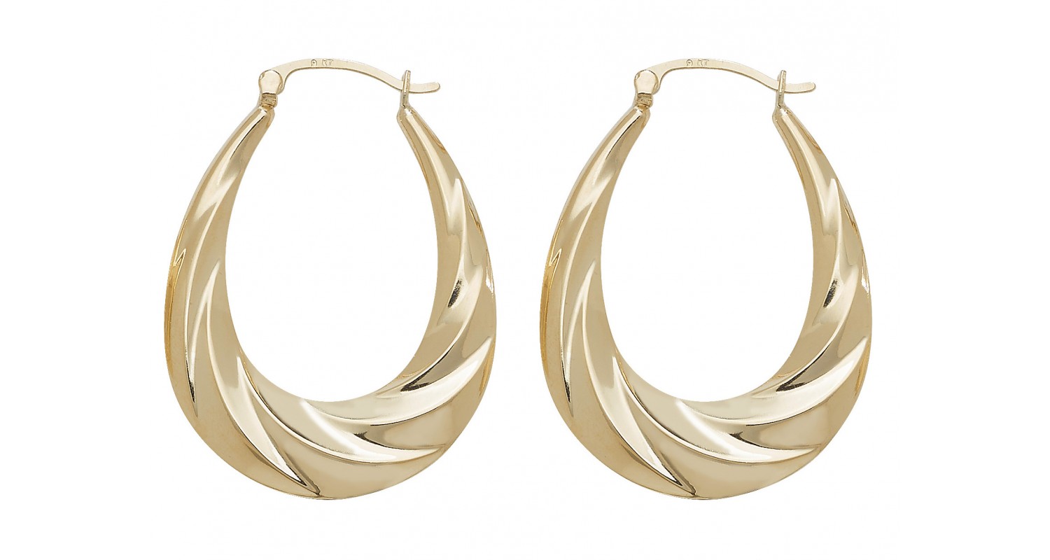 9ct Yellow Gold Creole Hoop Earrings