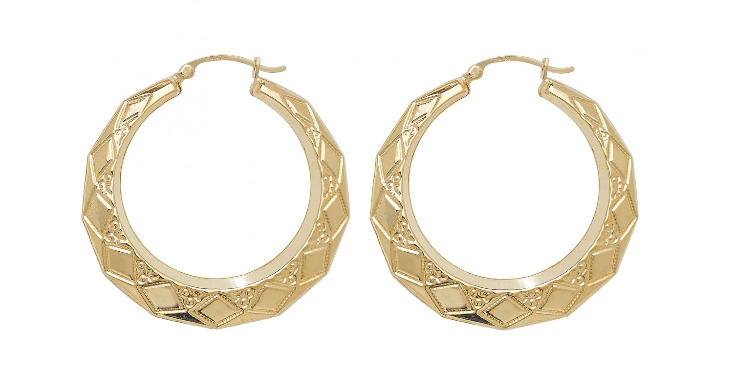 9ct Yellow Gold Creole Hoop Earrings