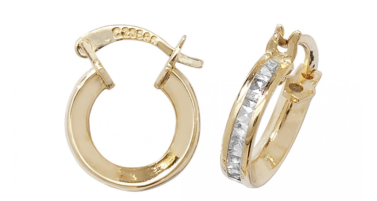 9ct Yellow Gold Cubic Zirconia Hoops