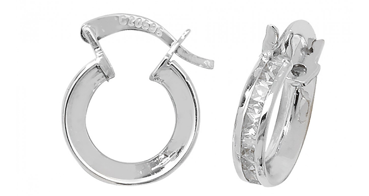 9ct White Gold Cubic Zirconia Hoops