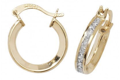 9ct Yellow Gold Cubic Zirconia Hoops