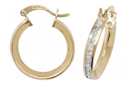 9ct Yellow Gold Cubic Zirconia Hoops