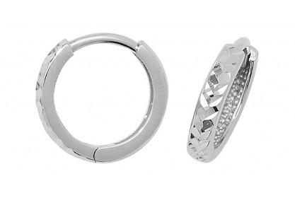 9ct White Gold Diamond Cut Hinged Hoops