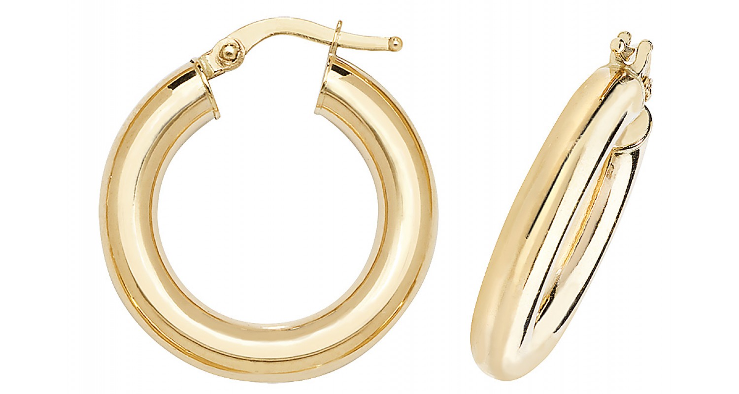 9ct Yellow Gold Hollow Hoop Earrings