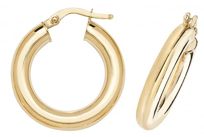 9ct Yellow Gold Hollow Hoop Earrings