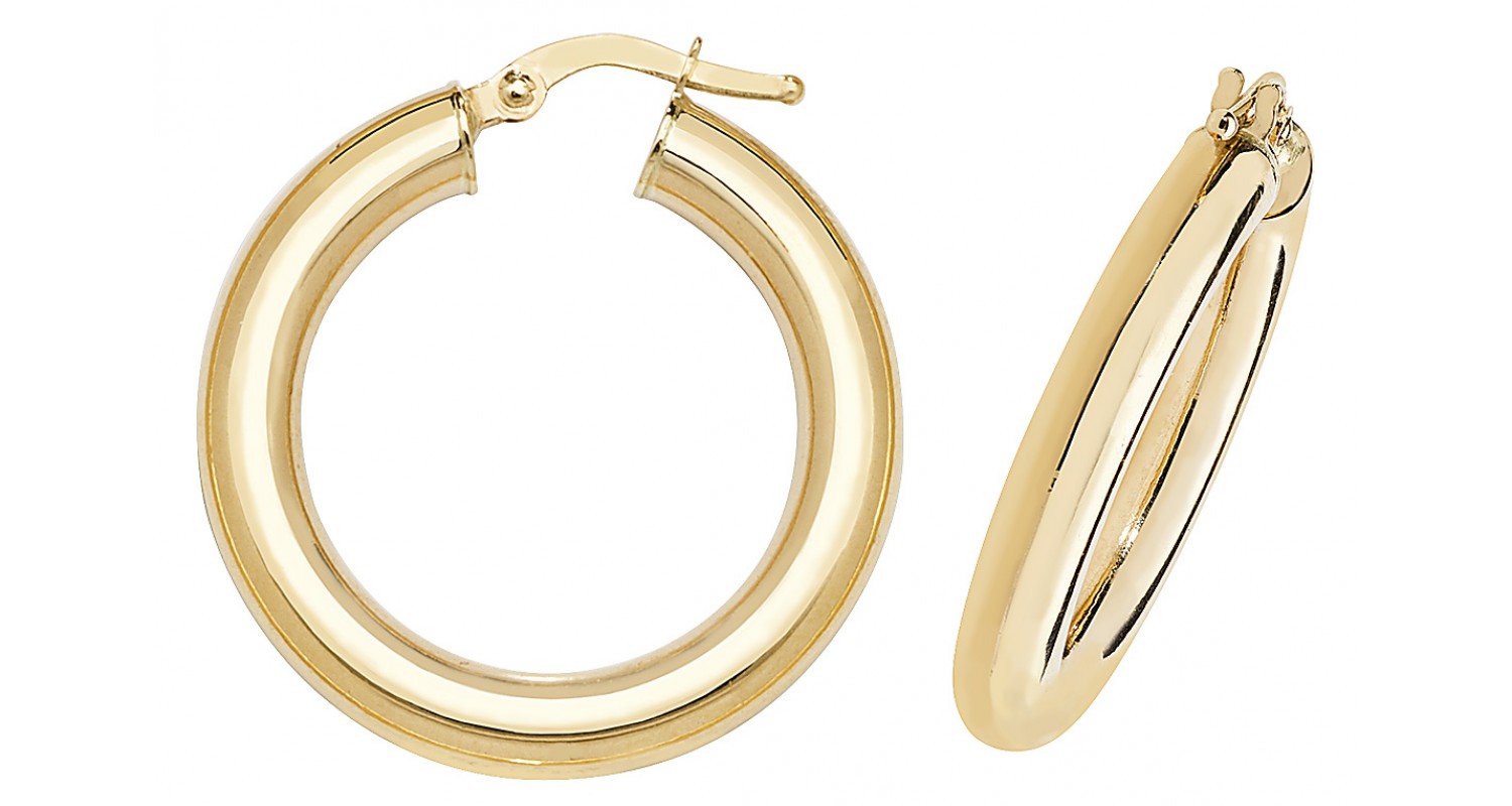 9ct Yellow Gold Hollow Hoop Earrings