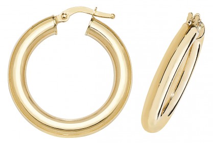 9ct Yellow Gold Hollow Hoop Earrings