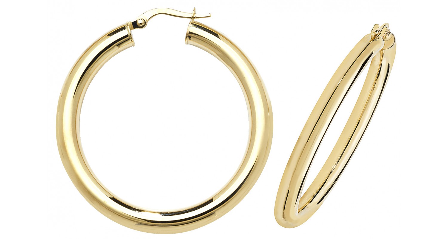  9ct Yellow Gold Hollow Hoop Earrings