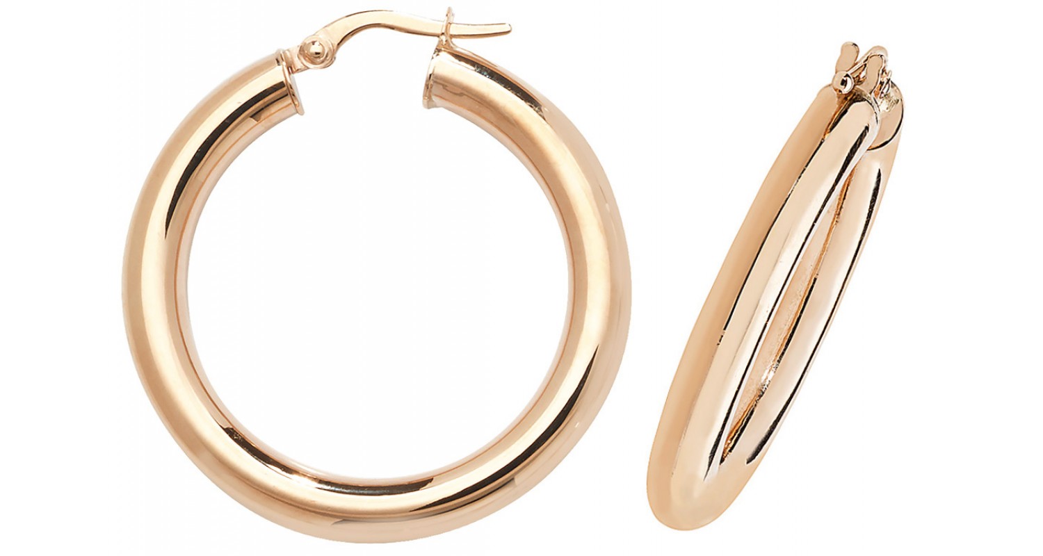 9ct Rose Gold Hollow Hoop Earrings