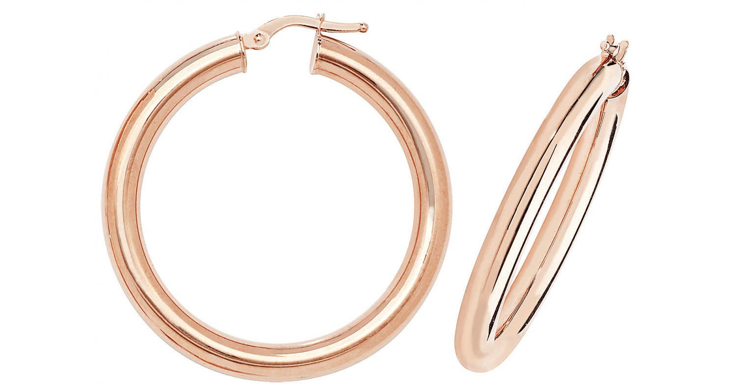 9ct Rose Gold Hollow Hoop Earrings