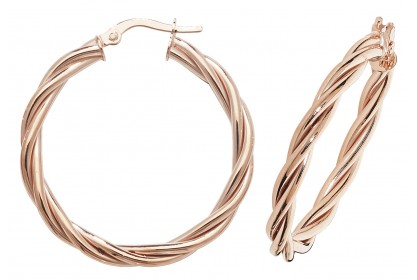 9ct Rose Gold Hollow Twist Hoop Earrings