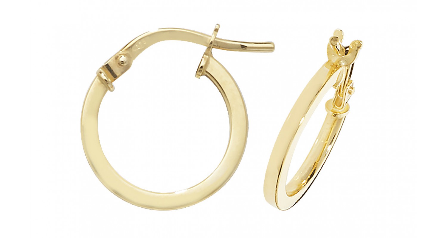 9ct Yellow Gold Square Hoop Earrings