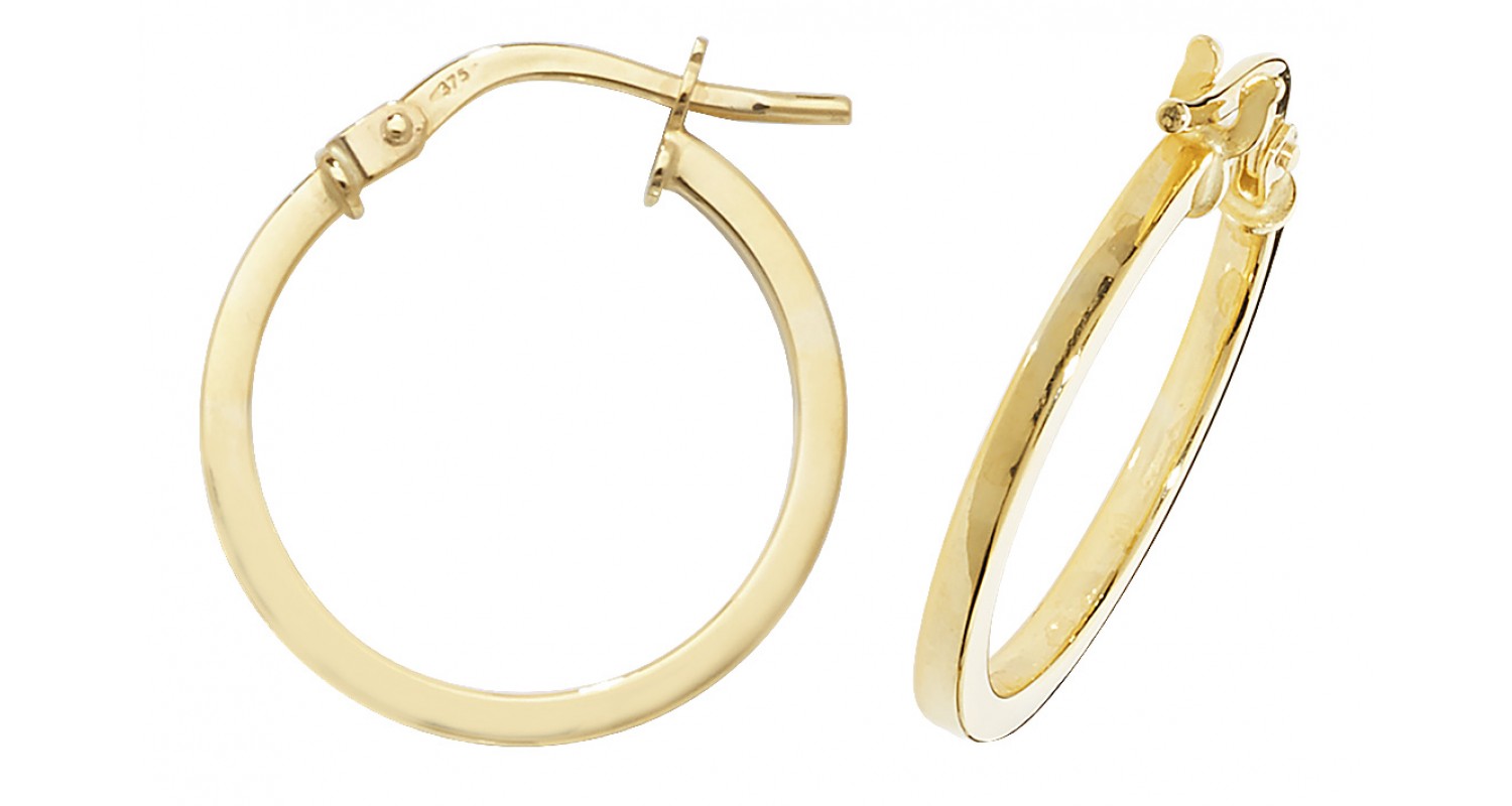 9ct Yellow Gold Square Hoop Earrings