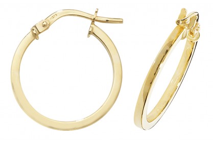 9ct Yellow Gold Square Hoop Earrings