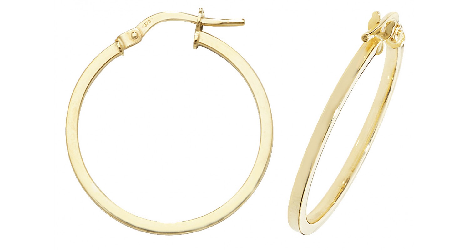 9ct Yellow Gold Square Hoop Earrings