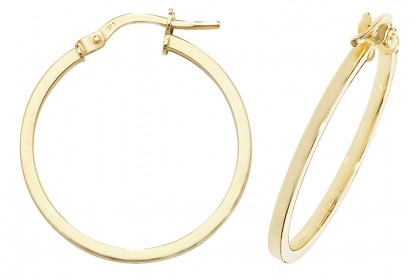 9ct Yellow Gold Square Hoop Earrings