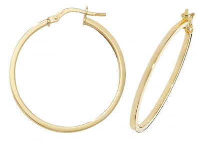 9ct Yellow Gold Square Hoop Earrings