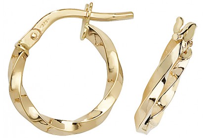 9ct Yellow Gold Twist Hoop Earrings