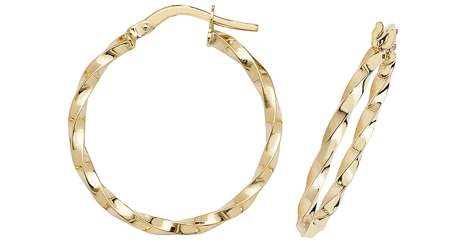 9ct Yellow Gold Twist Hoop Earrings